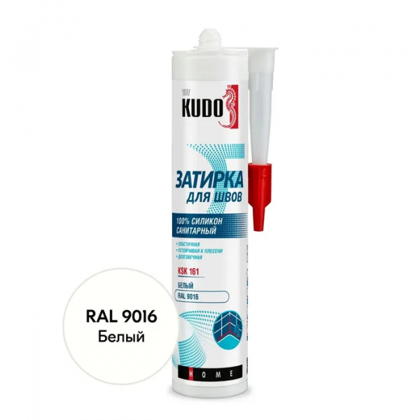 Затирка-герметик для швов KUDO белая RAL9016 силиконовая KSK-161