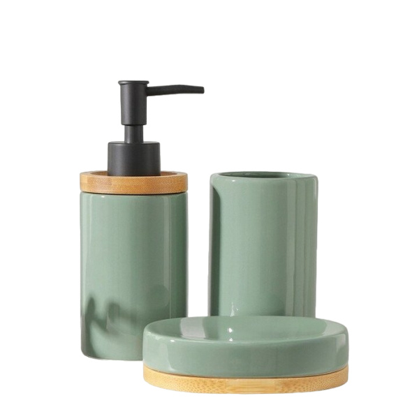 Набор для ванной 3 предмета Джуно (мыльница, дозатор, стакан), зеленый 7500336
