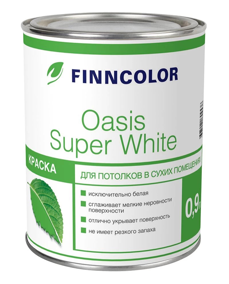 Краска FINNCOLOR OASIS SUPER WHITE 0,9л для потолков 