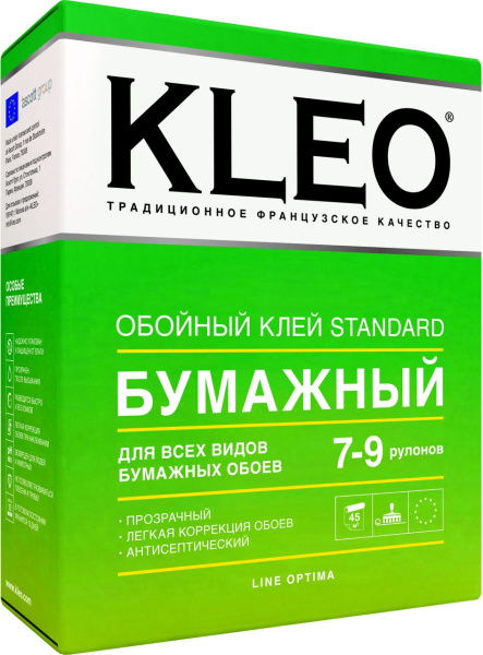 Клей обойный KLEO OPTIMA Стандарт 7-9 рулонов 160г.(20) купить в каталоге интернет магазина СМИТ с доставкой по Улан-Удэ