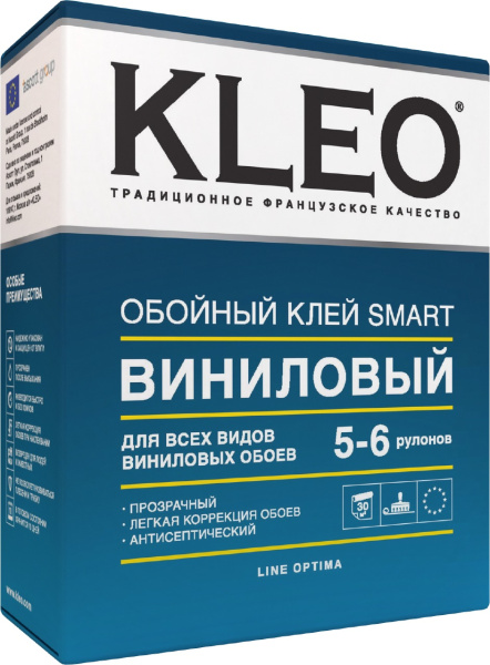 Клей обойный KLEO SMART Виниловый 5-6 рулонов 150г.(20) купить в каталоге интернет магазина СМИТ с доставкой по Улан-Удэ