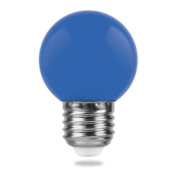 Лампа светодиодная шар G45 E27 1W синий матовая для гирлянды Белт Лайт Feron