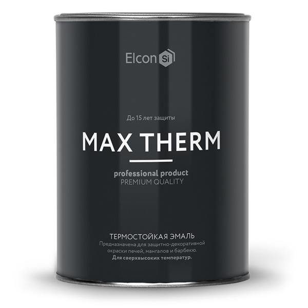 Эмаль термостойкая Elcon Max Therm черная 1200С, 0,8кг