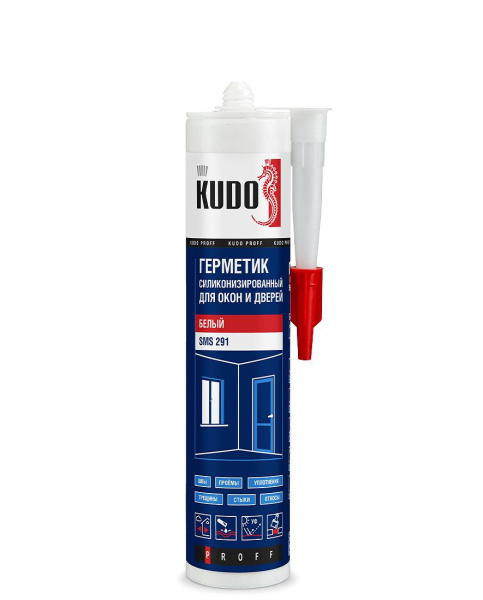 Герметик силиконизированный KUDO для окон и дверей белый 280 мл SMS 291