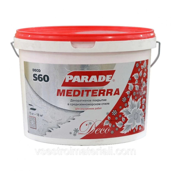 Декоративное покрытие PARADE S60 Mediterra Белый с эффектом средиземноморья 15кг